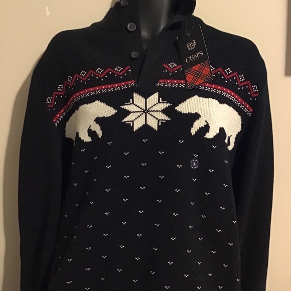 🔥🔥NWT, BLACK WITH GRAPHICS, SIZE LARGE, CHAPS HOLIDAY SENSATION 🔥🔥 - Picture 1 of 2